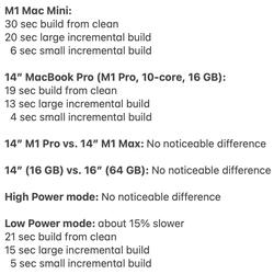 Chapter MBP Xcode benchmarks image.